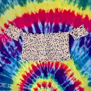 Xhilaration Leopard Print Bandeau Off The Shoulder Lace Up Bikini Top & Bottoms